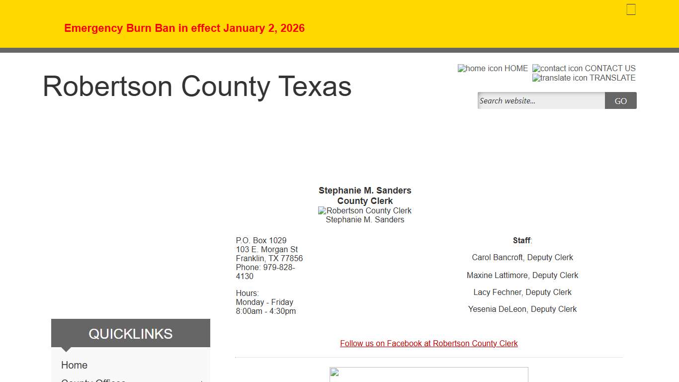 County Clerk - Robertson County